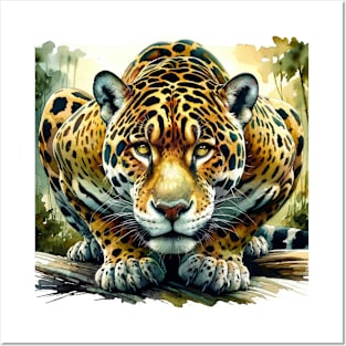 Jungle Majesty: Striking Jaguar Watercolor Posters and Art